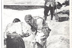 1894 illustration of Captain Kidd burying treasure