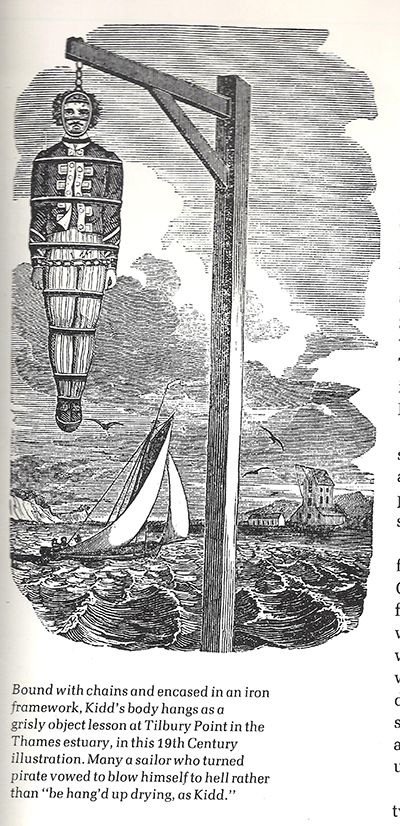 Captain Kidd’s body left to rot suspended over the bank of the Thames